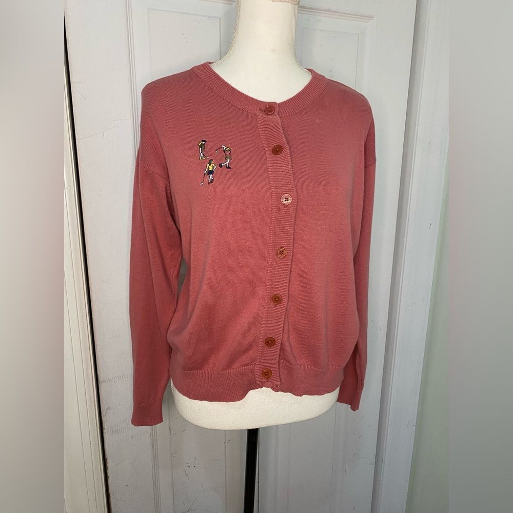 Vintage Plum-Pink Pivot Rules Golf Cardigan